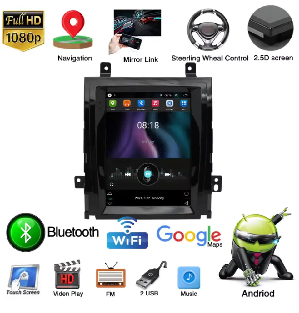 2007-2016 Cadillac Escalade Car Radio Stereo Carplay & Android Auto Tesla-Style Vertical 9.7Inch