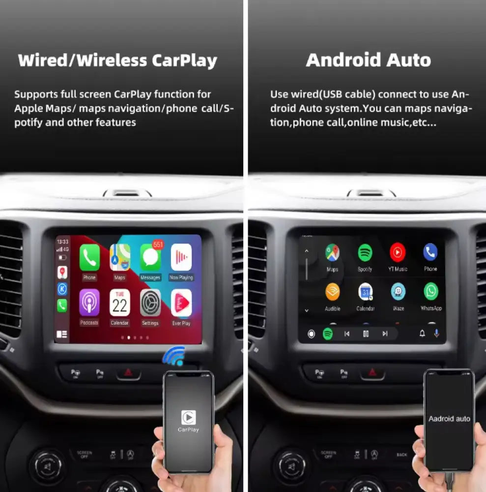 2012-2018 Jeep Grand Cherokee/ Wrangler/ Compass Carplaytech Wireless Apple Carplay & Android Auto