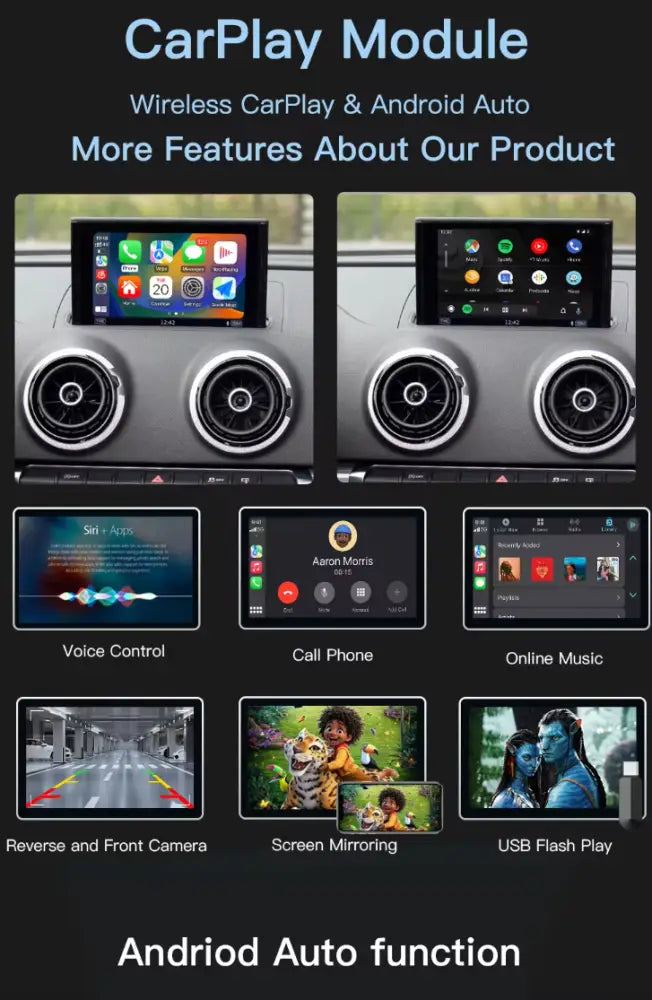 Audi 2009-2018 Models A1/A3/A4/A5/A6/A7/Q2/Q3/Q5/Q7 Apple Carplay & Android Auto Oem Integration