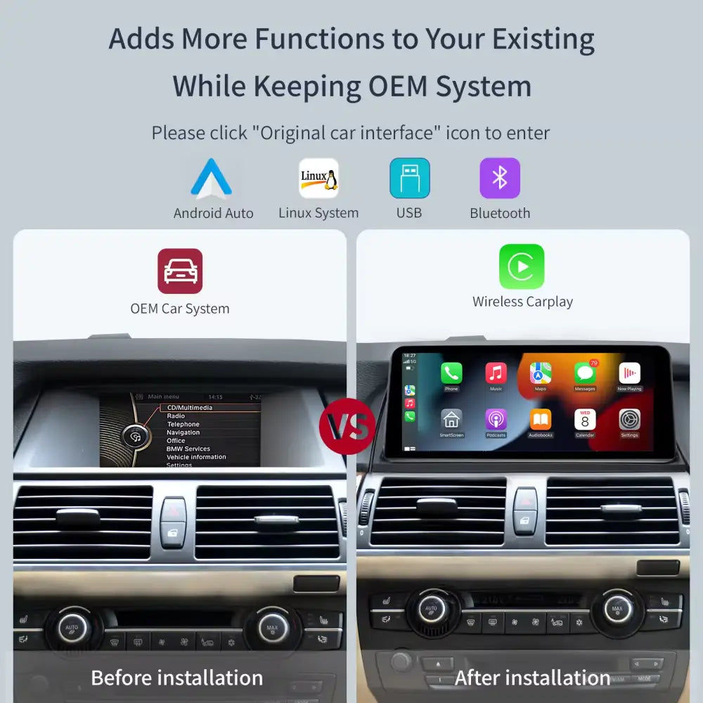 Bmw 2008-2019 X5/X6/3 Series/ 5 Series Carplay And Android Auto 10.25 Inch Touch Screen
