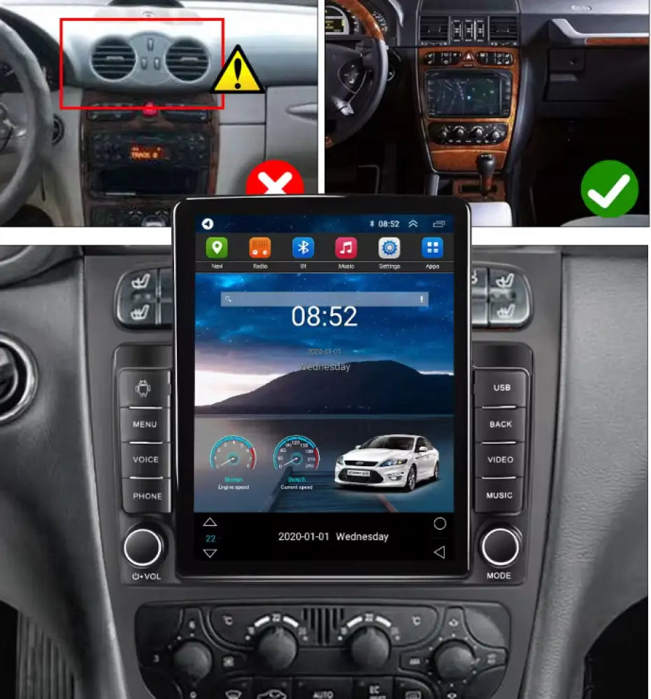 Carplaytech Mercedes-Benz 1998-2009/ Tesla-Style Vertical Touchscreen/ 4G/ Android 11/ 8 Core/ 2 +