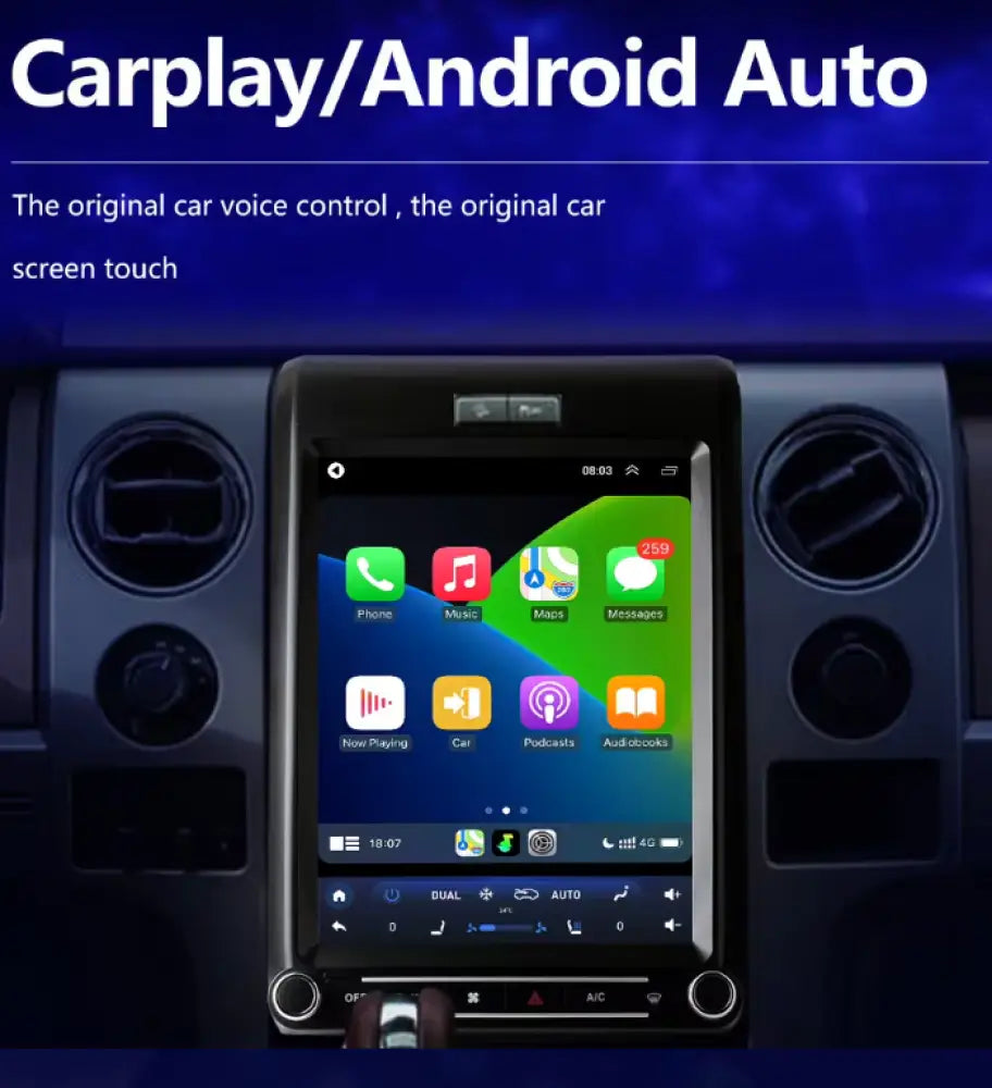 Ford F150 2008-2014 Carplaytech 12.1 Inch Android Wireless Carplay & Auto Tesla-Style Screen Car