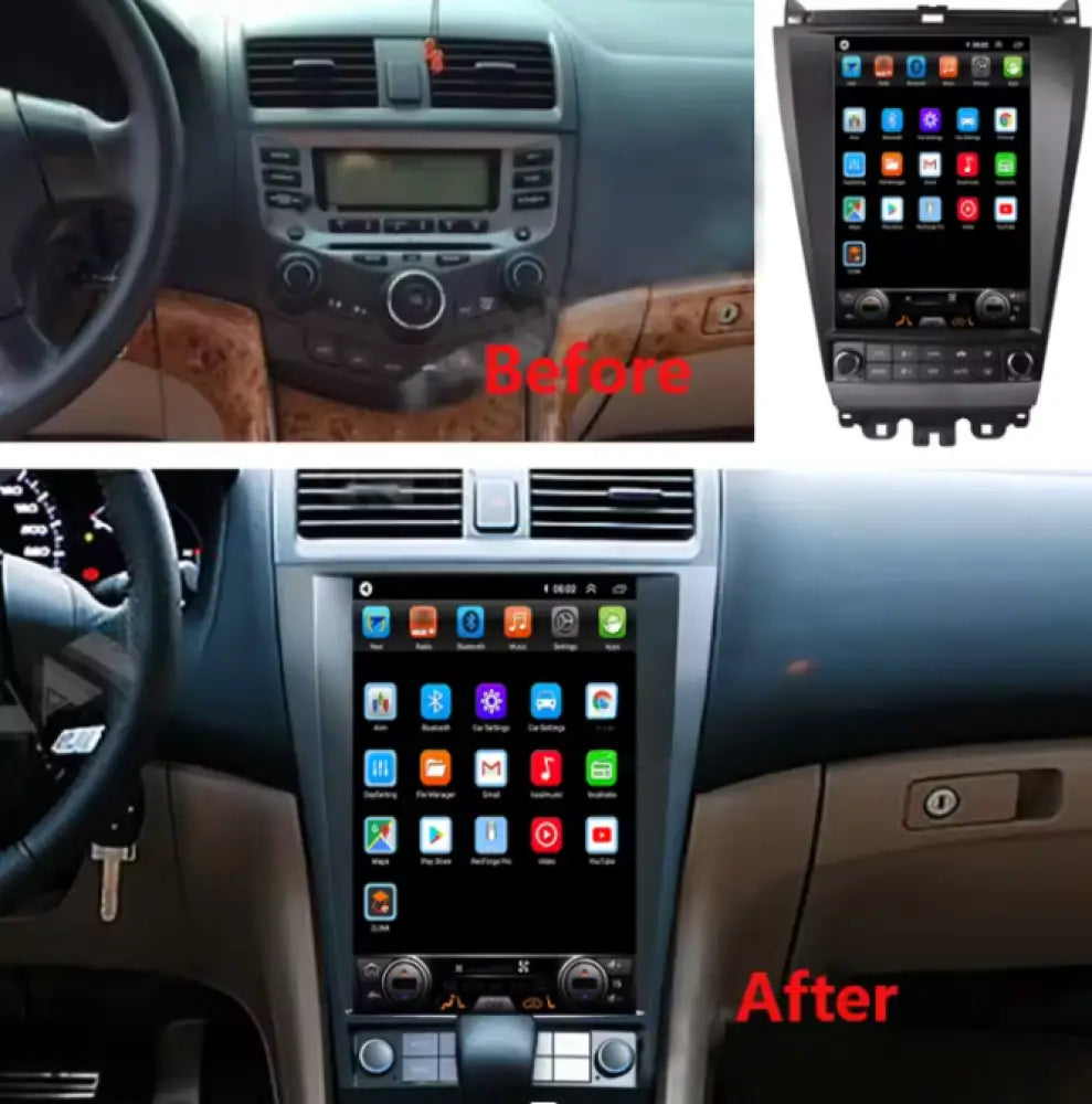 Honda Accord 2003-2008 Carplaytech Tesla-Style 12.8 Vertical Wireless Carplay Touchscreen