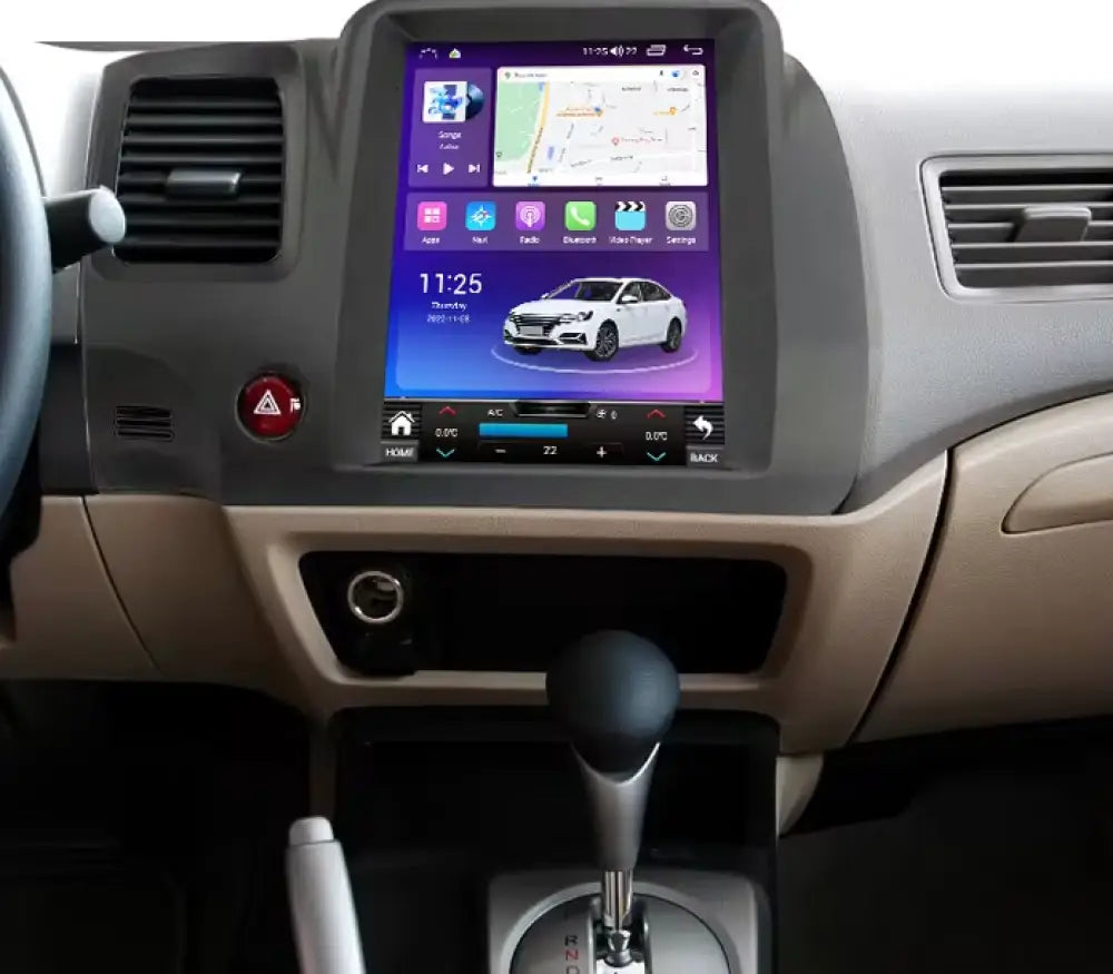 Honda Civic 2006-2011 Carplaytech Tesla Style Android Touchscreen/ Built-In Gps Mp3 / Mp4 Players