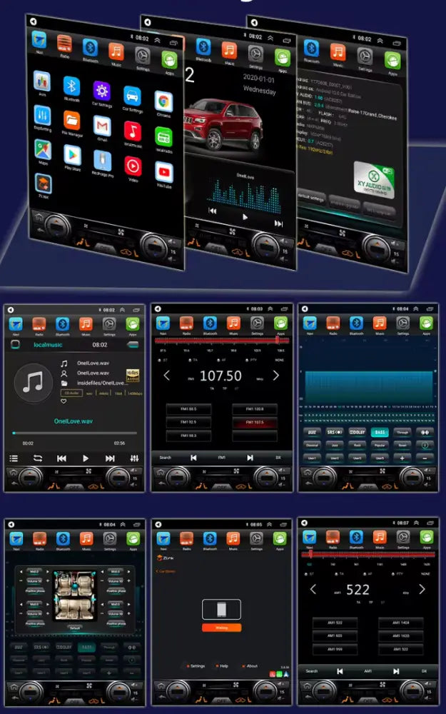 Jeep Cherokee 2014-2018 Car Radio Stereo Carplay & Android Auto Tesla-Style Vertical 9.7Inch Screen