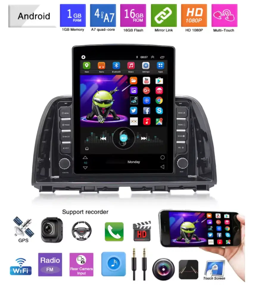 Mazda 3 2003-2009 Carplaytech Car Radio Stereo Carplay & Android Auto Tesla-Style Vertical 9.7Inch
