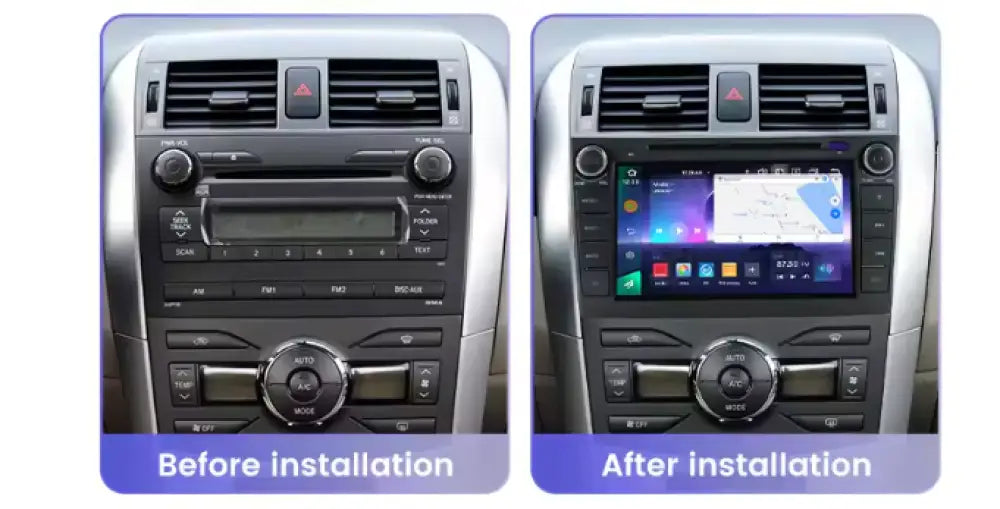 Toyota Corolla 2001-2008 Carplaytech Wireless Carplay & Android Auto Build-In 2Din Double Din
