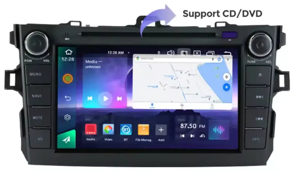 Toyota Corolla 2001-2008 Carplaytech Wireless Carplay & Android Auto Build-In 2Din Double Din