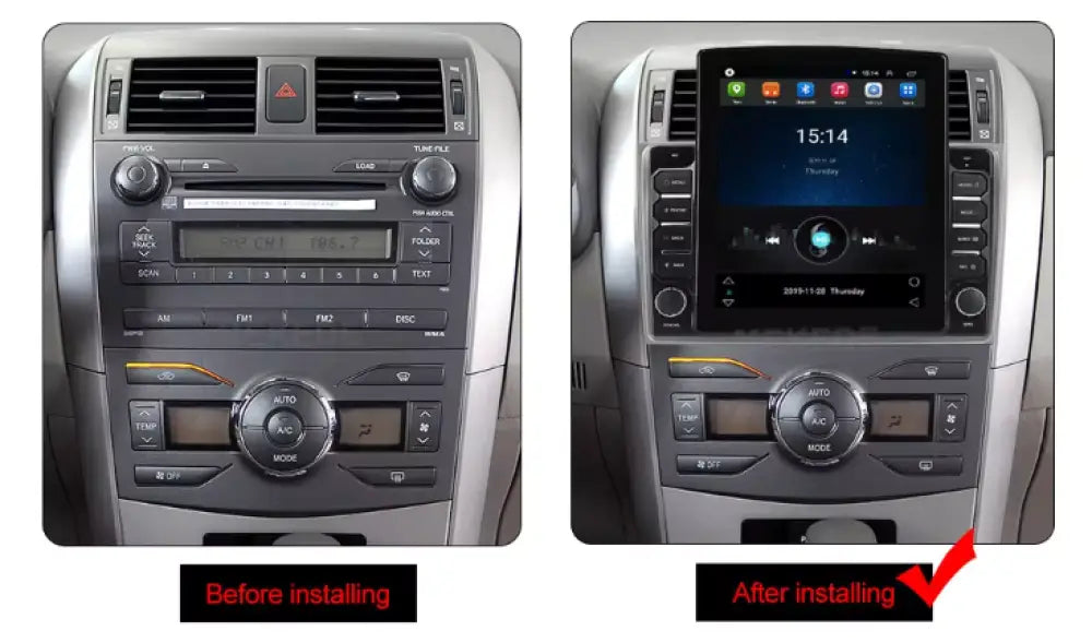 Toyota Corolla 2006-2013 9.5 Inch Tesla-Style Vertical Wireless Carplay And Android Auto Screen