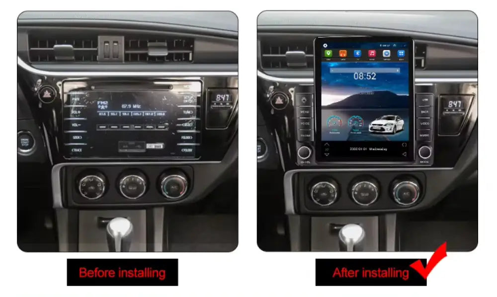 Toyota Corolla 2017-2018 9.5 Inch Tesla-Style Vertical Wireless Carplay And Android Auto Screen