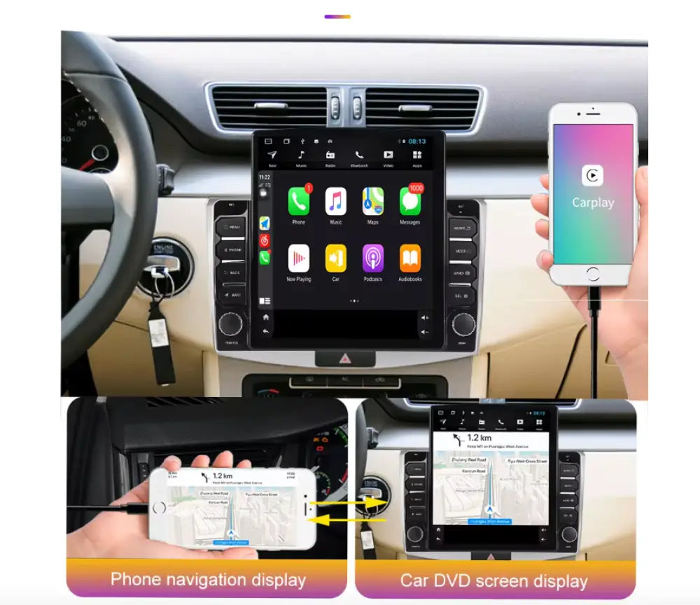 Toyota Rav4 2013-2017 Carplaytech Wireless Carplay & Android Auto Tesla-Style Vertical Car